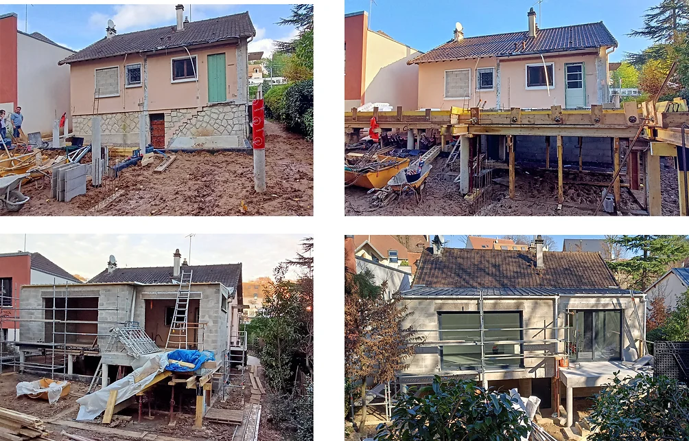 Photos des travaux d'avencement de l'extension d'une maison individuelle à Verrières le Buisson, Essonne, 91