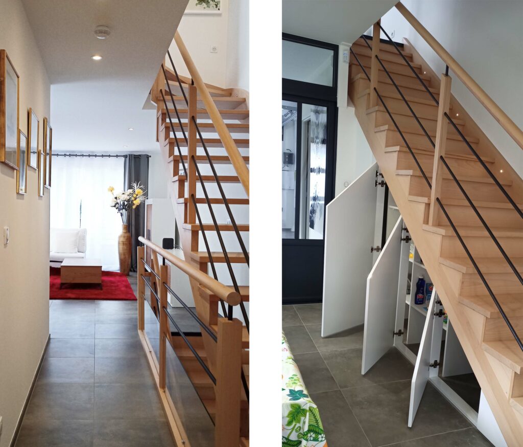 Escaliers en bois avec rangements
